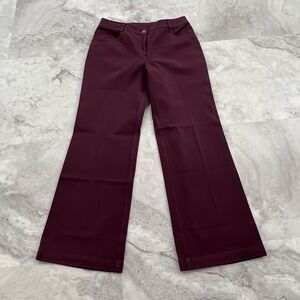 St. John Stretch Chino Pants Flat‎ Front Maroon Size 6 Womens Casual